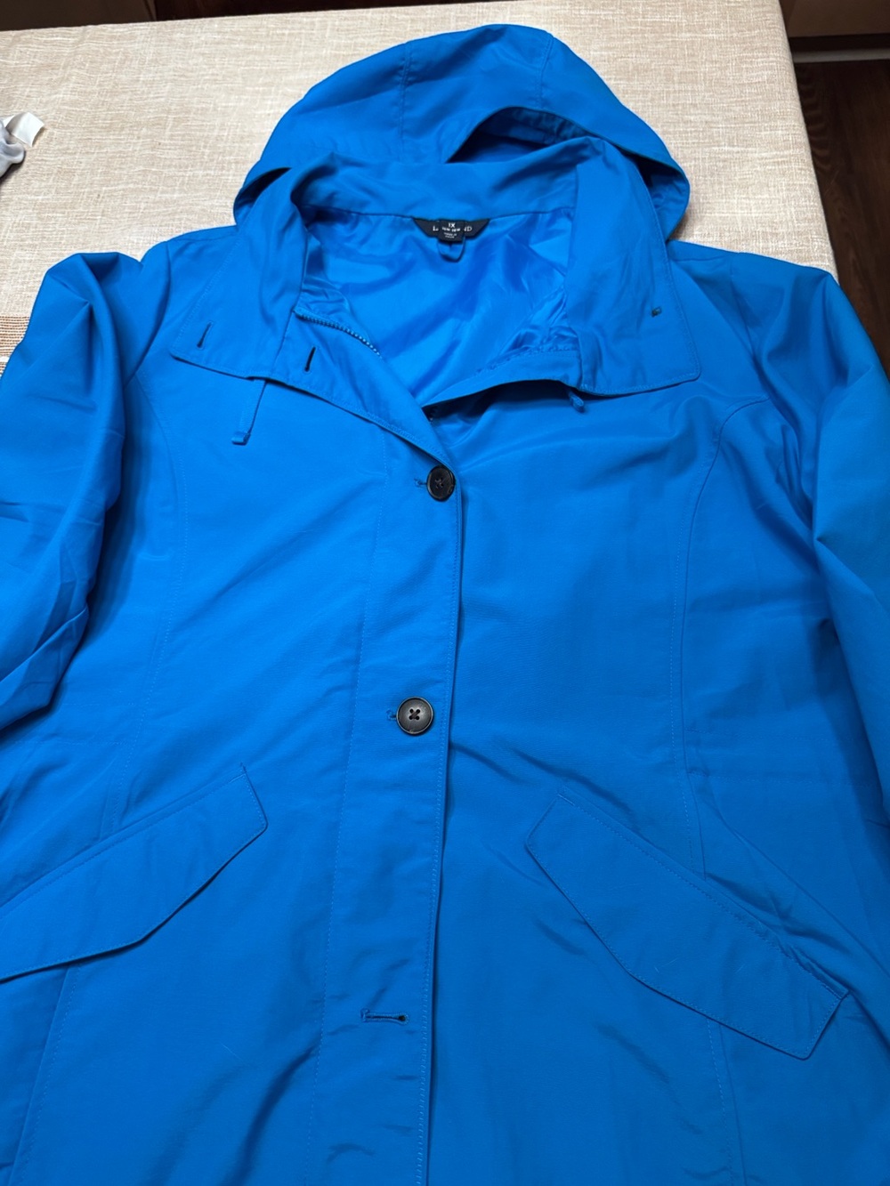 Lands' End Teal Hooded Trench Coat 1X